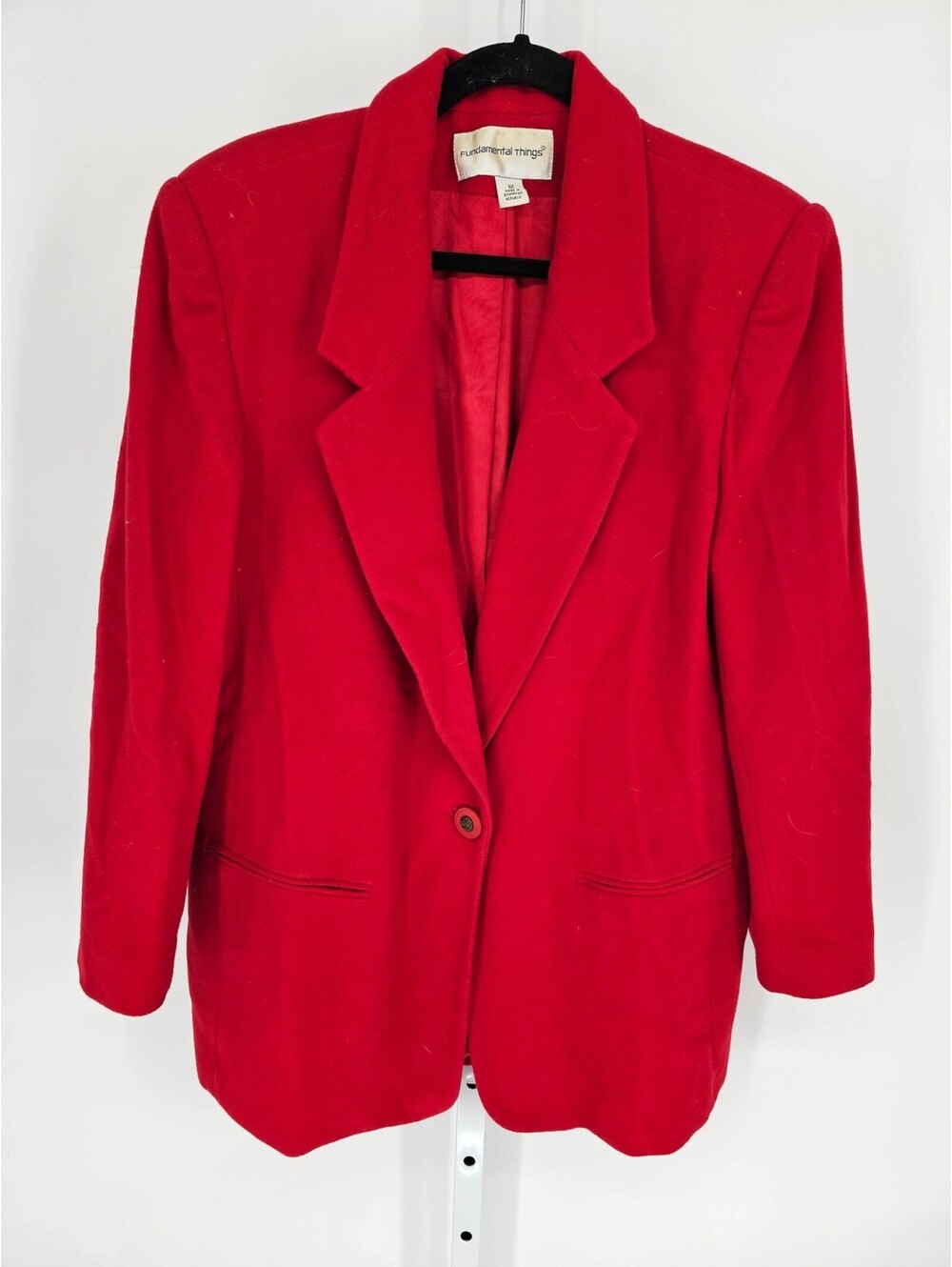 Fundamental Things Red Wool Blend Notch-Collar Single Button Blazer Size 12
